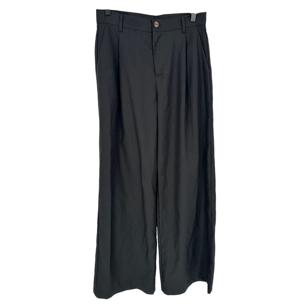 Cider Black Wide Leg Trouser Pants High Rise Pleated Front Workwear Office M